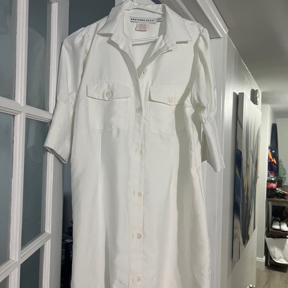 Gretchen Scott ivory belted safari dress. size XL. Excellent condition. - Picture 2 of 5